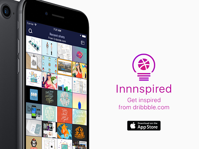 Innnspired iOS app api collectionview dribbble client grid idea inspiration inspired ios mobile ui ux