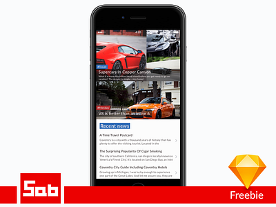 CarNews iOS app screen - Sketch Freebie cars free freebie ios iphone layout sketch ui ux