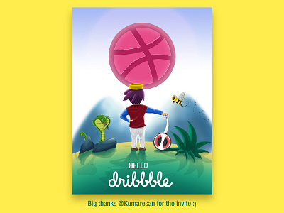 Hello Dribbble debut drawing game art hello dribbble illustration