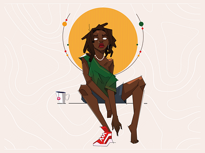 African woman african design graphic design illustration motion graphics nuba ui vector yellow