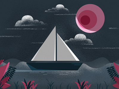 Sailing~ boat illustration plant sailing sea texture