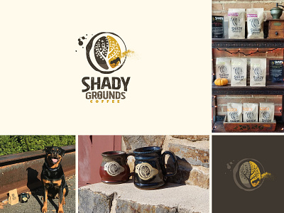 Shady Grounds Coffee dog roastery tree