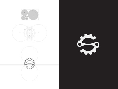 S circles fibonacci flatdesign gear geometry minimal simple logo