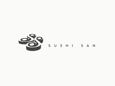 Sushi San black and white flat restaurant simple logo ss sushi