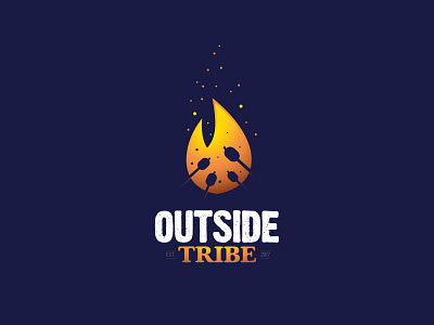 Outside Tribe campfire camping fire hanging nature negative space logo outside simple tribe
