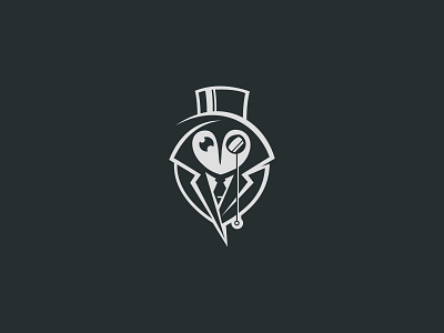 Book Vitals flat logo monocle owl simple logo suit