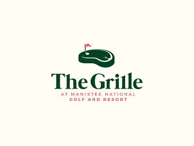 The Grille flatdesign food golf grill meat restaurant simple logo sport