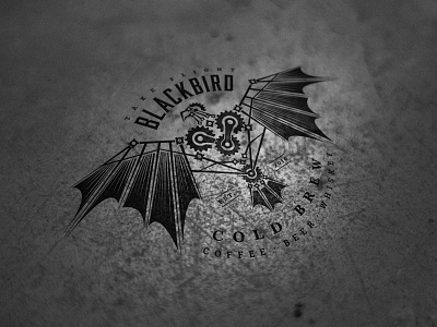Blackbird beer bird black coffee cold brew logo steampunk whiskey