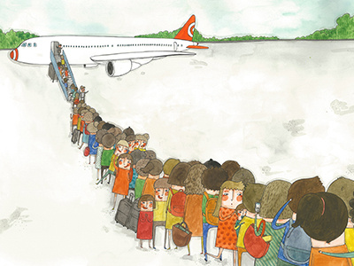 Airplane airplane airport illustration vacation watercolour