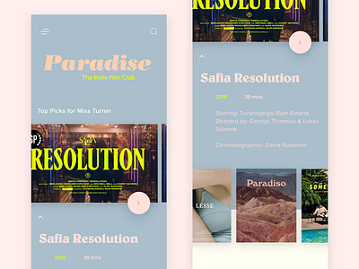 Paradise indie film club app branding design film mobi mobi ui typography ui user interface ux