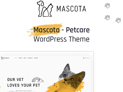 Mascota - FREE WordPress Theme For Petcare cat design dog freetheme iqonic design petcare pets puppy template ui uidesign uiux website design wordpress