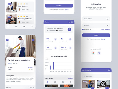 Handyman Service – Home Services App with Complete Solution app design trend electrician handy handyman home service housemaid layout mobile service app services top design ui ui ux design ux