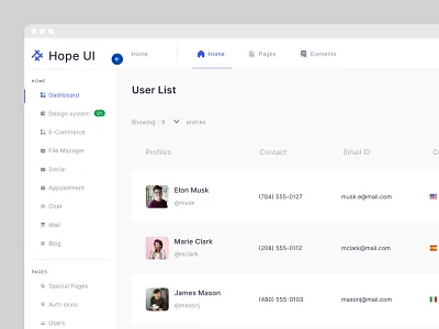 HopeUI User List admin dashboard admin dashboard design admin dashboard template admin template dashboard dashboard design design desinger developer hopeui hopeui pro responsive ui uidesign uiux userlist ux design web designer web developer website design