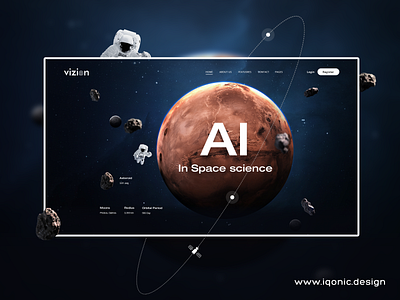 Vizion dribble banner ai data analysis data science design iqonic design iqonicdesign landing page space design space science template theme ui uidesign uiux webdesign website design wordpress theme