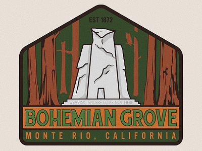 Bohemian Grove Badge badge badge design badgedesign bohemian bohemian grove bohemiangrove california design illustration monte rio outdoor badge outdoorbadge vector