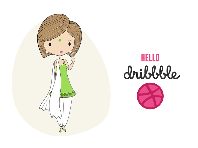 Final Dribble Post. hello dribble illustrator india indiangirl indianillustration welcome