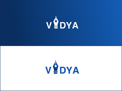 Vidya Logo blue branding gradient color identity illustartion logo logo design concept minimal nib pen typogaphy