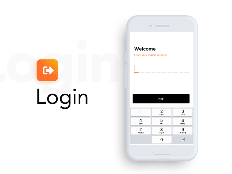 Login Concept concept design gif animation interaction design login mobile number screen orange otp screen ui uiux