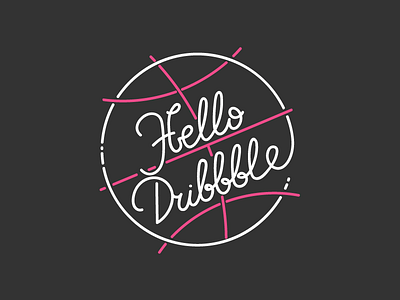 Hello Dribbble! ball debut dribbble first shot hello lettering thanks