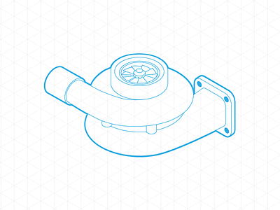 Turbo Charger in Isometric aftermarket auto parts automotive cars illustration isometric perspective power tuning turbo turbo charger turbocharger