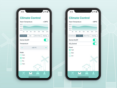 Climat Control app climat conditioner fan graphic design icons ios iphone x room temperature ui ux