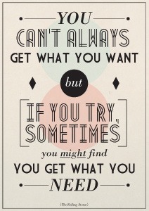 You Can't Always Get What You Want... black blue design graphic illustrator music paper print red tom wilding typography