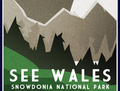 Wales Tourism Poster 1930s america beige black green illustration railway tom tourism wales white wilding