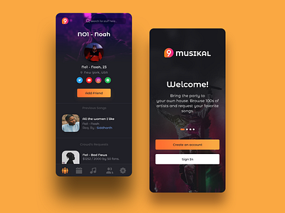 Music Community App Design community dark ui dashboard dashboard ui design gradient music music app musician ui