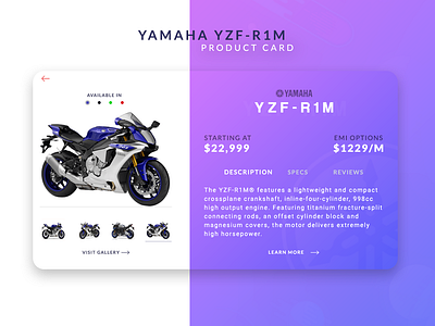 Yamaha YZF-R1M Product Card bike design gradient light thirtyui yamaha