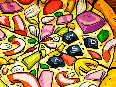 Gamer pizza backround background comic food illustration pizza social media design wallpaper