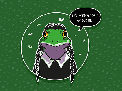 It's wednesday comic frog green humor humorous illustration illustration joke meme memes t shirt vector wednesday wednesday addams