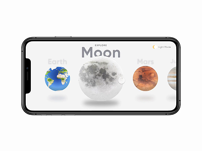 Planets App Exploration 3d design interaction design invision studio planets swipe ui ux