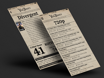 YerBooty App app movies newspaper pirate texture torrenting ui vintage