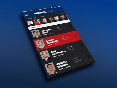 Hermes Fantasy Draft App app draft fantasy fantasy football interface mobile app sports ui