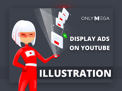 Advertising on YouTube illustration ads advertising display ads girl illustration people platform sunglasses vector youtube
