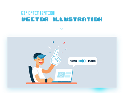 GIF optimization vector illustrator boy desk flat gif happy illustration laptop man office optimization people vector