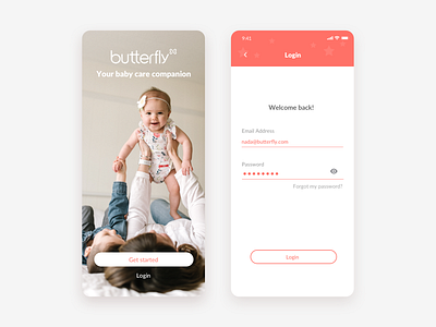 Butterfly iOS App Login app design interaction design landing page ui visual design