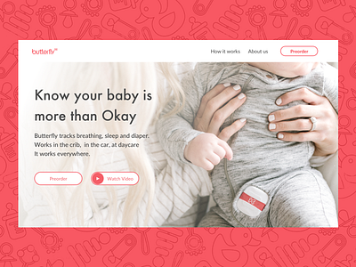 Butterfly baby monitor landing page baby monitor landing page tech ui visual design wearable web design website