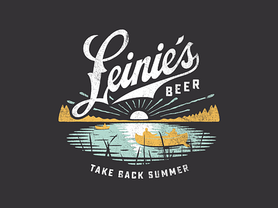 Leinie's Trout Lake apparel design beer canoe horizon illustration merch design mural retro summer texture typography