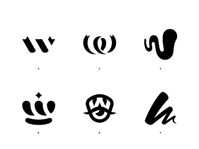 W Logo Explorations abstract brushstroke crown explorations eye geometric lettermark logomark logos marks multiple options representational ribbon w