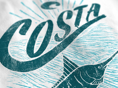 Costa Marlin distressed hand drawn lettering marine life marlin ocean sport fishing typography