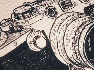 Leica film camera hand drawn illustration photography screen print vintage