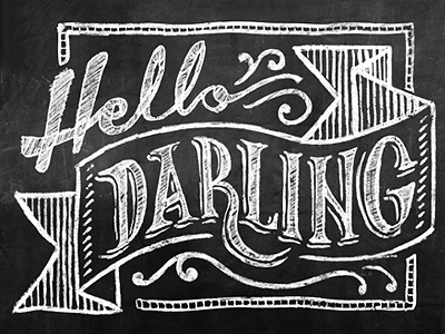 Hello Darling chalkboard custom hand lettering print type typography