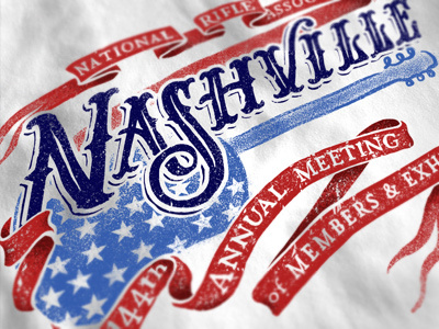 Nashville NRA Annual Meeting america drawn flag guitar guns hand rifle typography
