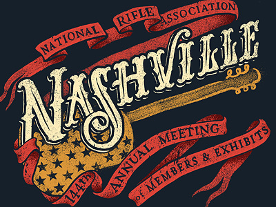 Nashville NRA Annual Meeting america drawn flag guitar guns hand rifle t shirt typography