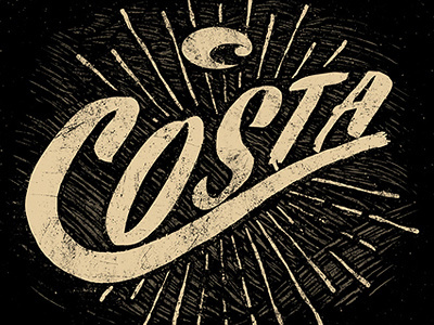 Costa custom drawn grunge hand lettering type typography vintage