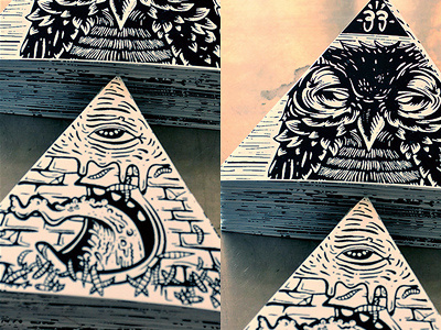 More sticker fun conspiracy illuminati illustration masonic molok owl screen printed stickers