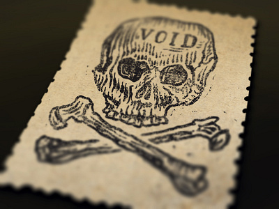 Sticker seal crossbones distressed grunge hand drawn illustration skull stamp vintage