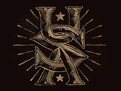 USA america distressed grunge hand drawn lettering patriot typography united states vintage