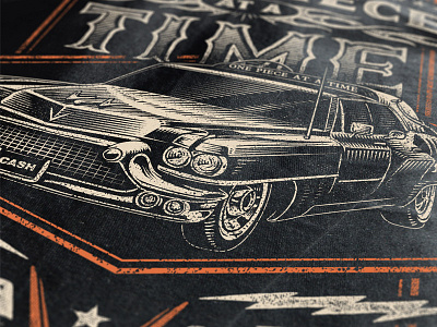 Johnny Cash One Piece at a Time cadillac car country design grunge illustration music rock southern t shirt vintage